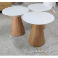 White Round Wood Coffee Table white round table top MDF center coffee table Supplier